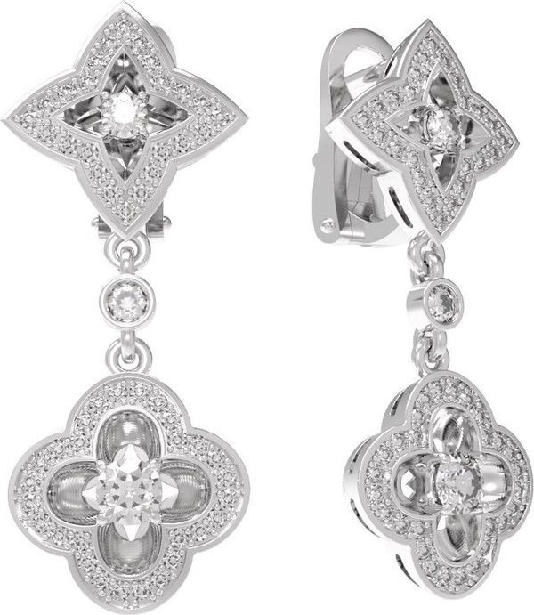 Серьги из белого золота c бриллиантами