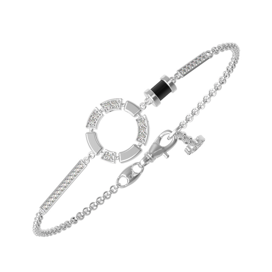 Браслет из белого золота c бриллиантами и ониксом