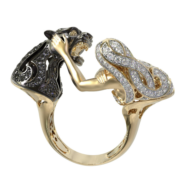 Кольцо из лимонного золота c фианитом