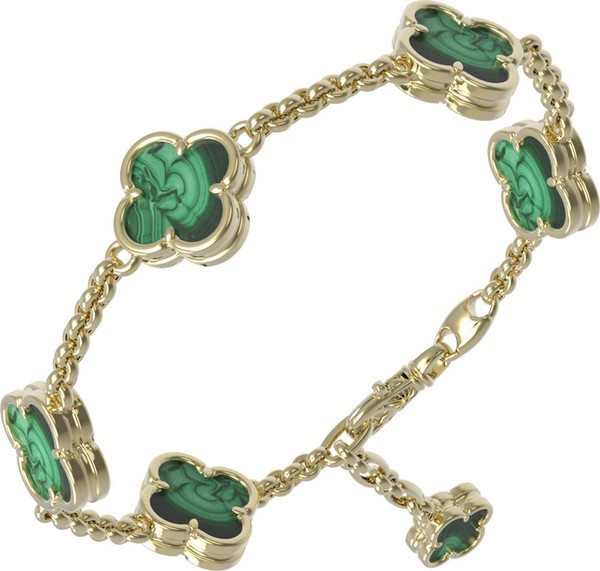 Браслет из лимонного золота c малахитом