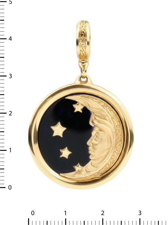 Подвеска из лимонного золота c ониксом и перламутром