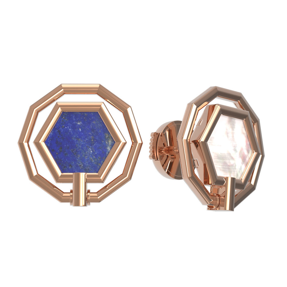 Серьги из золота c лазуритом и перламутром