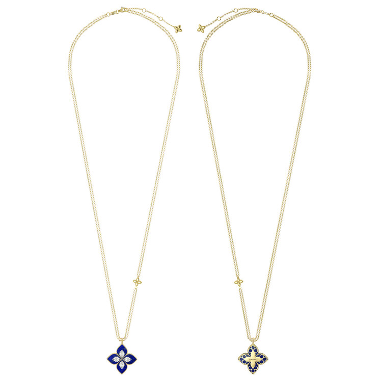 Колье из лимонного золота c бриллиантами и лазуритом