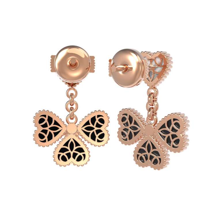 Серьги из золота c ониксом и перламутром