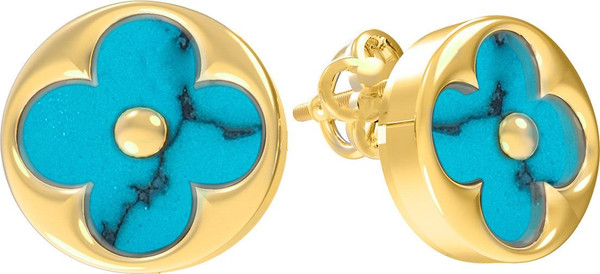 Серьги из лимонного золота c бирюзой