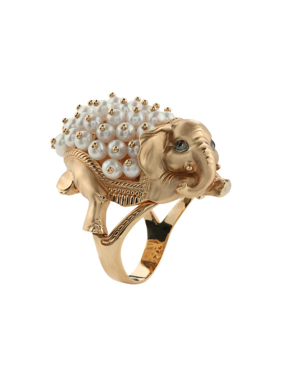 Кольцо из золота c эмаль и жемчугом