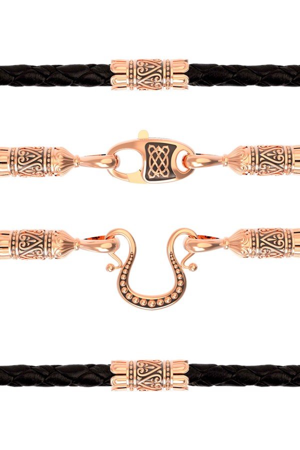 Шнурок кожаный из золота c кожаным шнурком