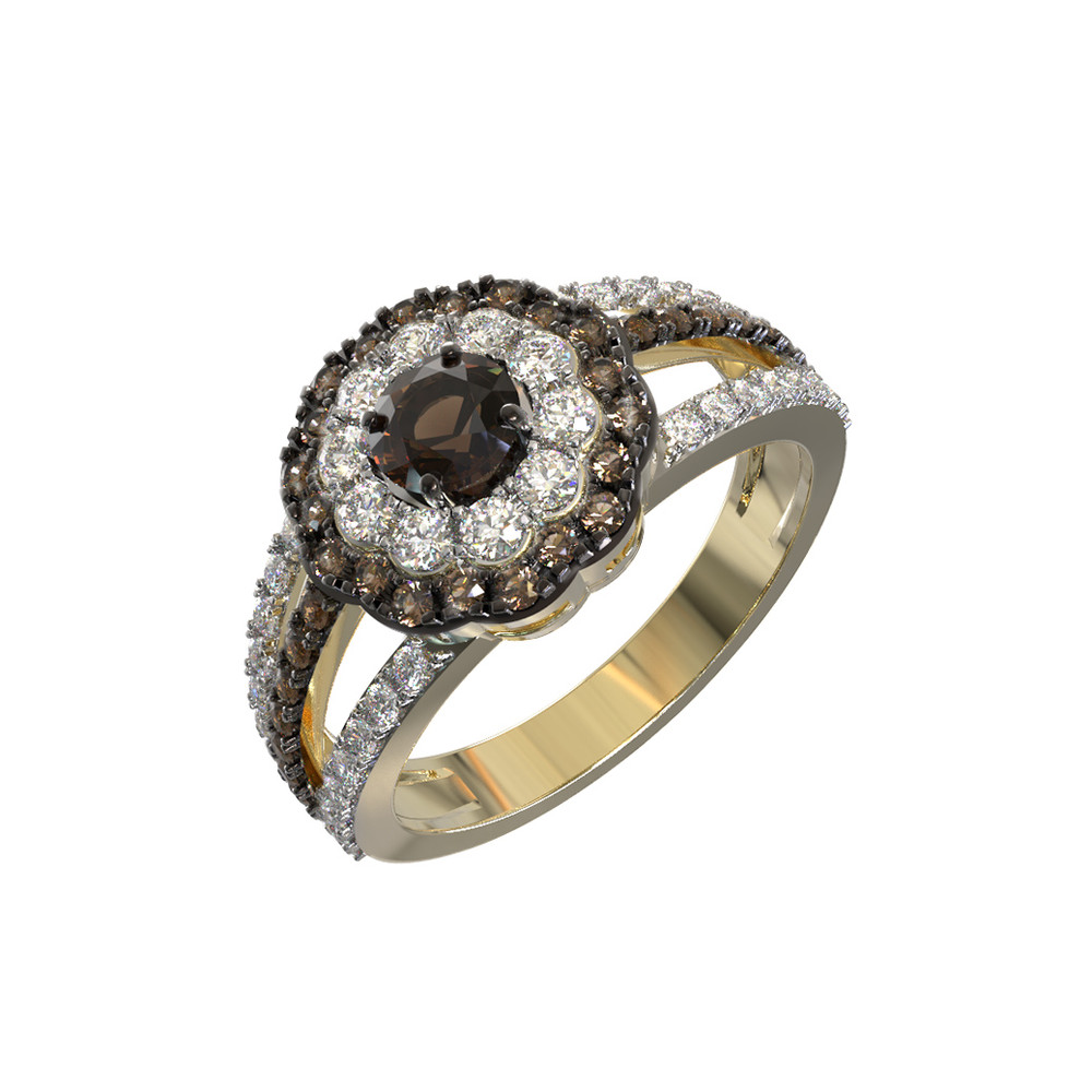 Кольцо из лимонного золота c бриллиантами