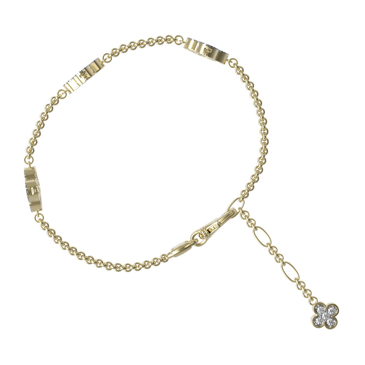 Браслет из лимонного золота c бриллиантами, лазуритом и перламутром