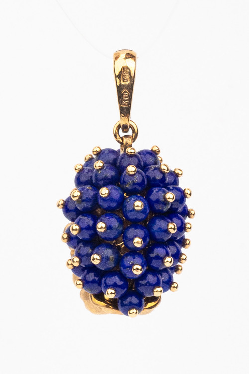 Подвеска из золота c эмаль и лазуритом