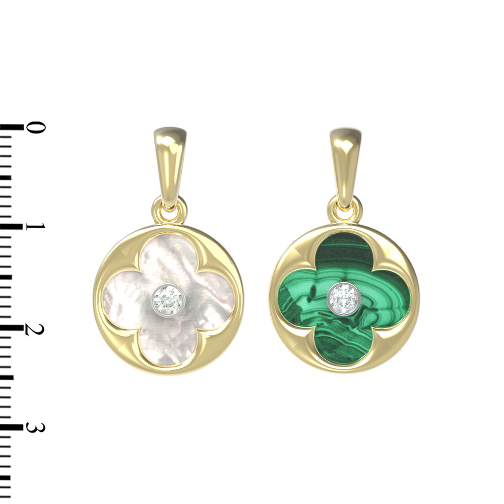 Подвеска из лимонного золота c бриллиантами, малахитом и перламутром