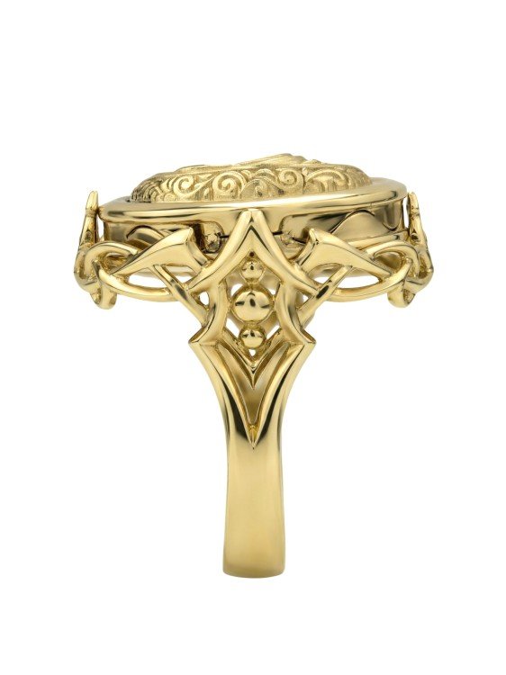 Кольцо из лимонного золота c ониксом и перламутром