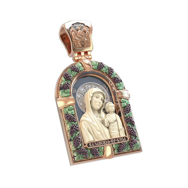 Образок из золота c эмаль и бивнем мамонта