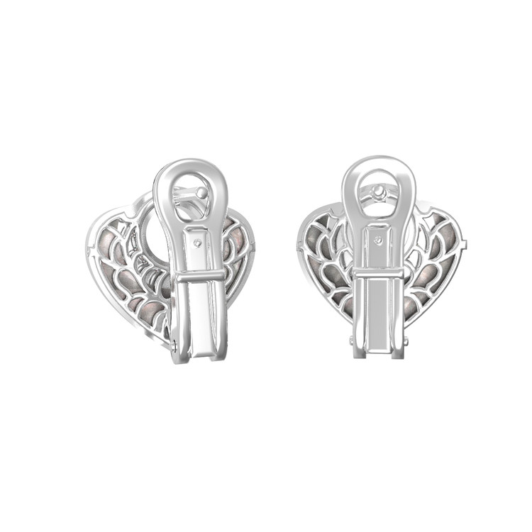 Серьги из белого золота c бриллиантами и перламутром