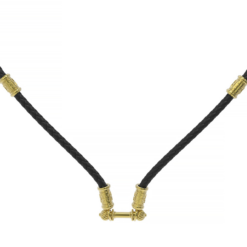 Гайтан из лимонного золота c кожаным шнурком