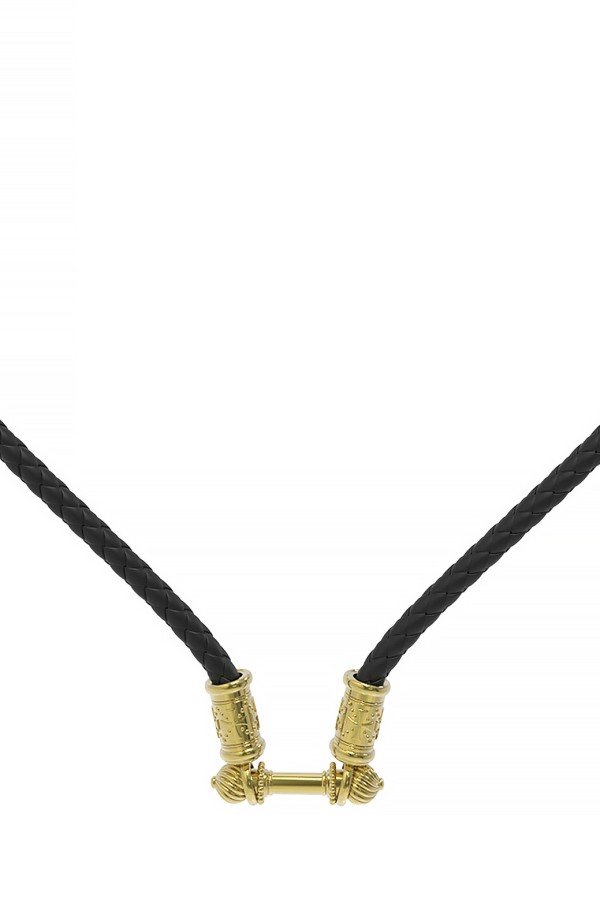 Шнурок кожаный из лимонного золота c кожаным шнурком