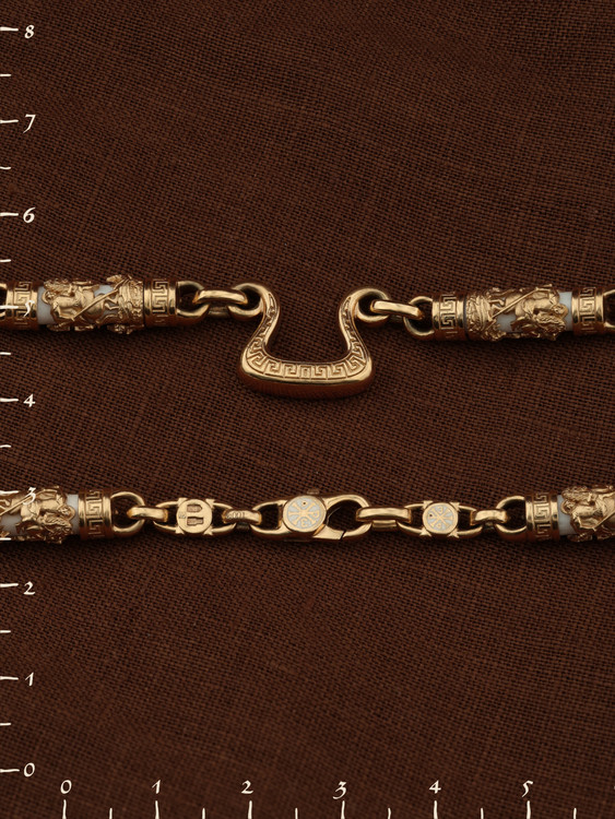 Цепь из золота c эмаль и бивнем мамонта