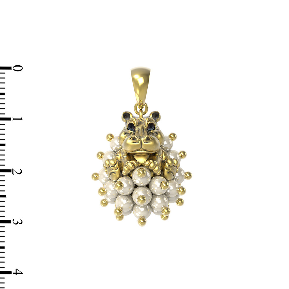 Подвеска из лимонного золота c эмаль и жемчугом