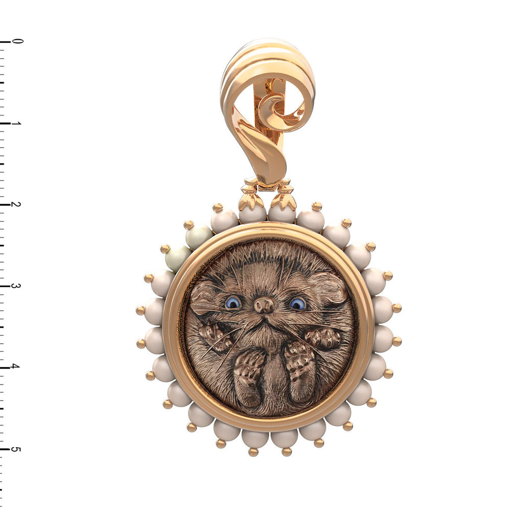 Подвеска из золота c эмалью и жемчугом