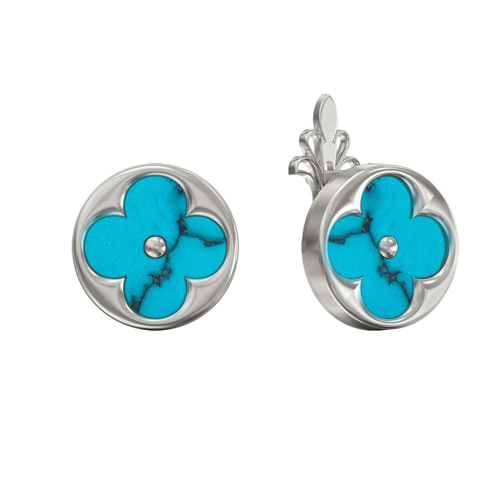 Серьги из белого золота c бирюзой