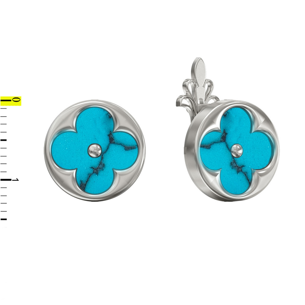 Серьги из белого золота c бирюзой