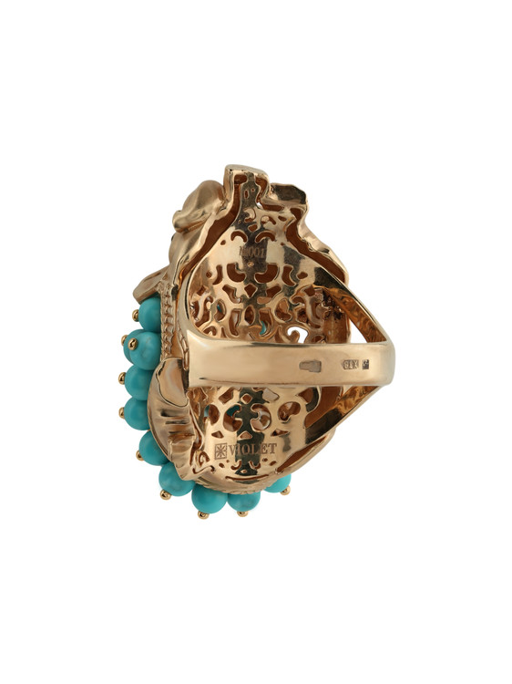 Кольцо из золота c эмалью и бирюзой