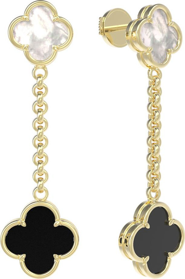 Серьги из лимонного золота c ониксом и перламутром