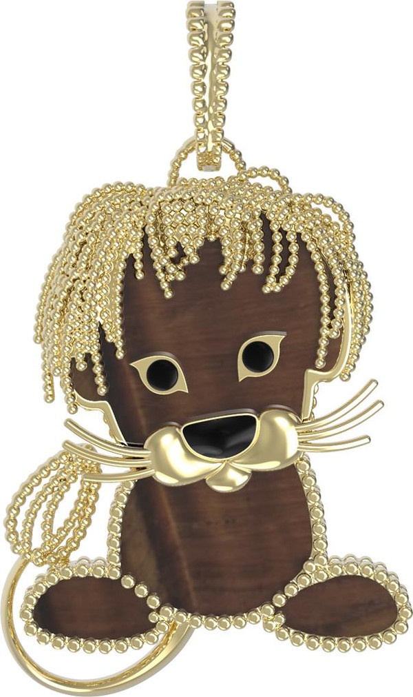 Подвеска из лимонного золота c эмаль и тигровым глазом