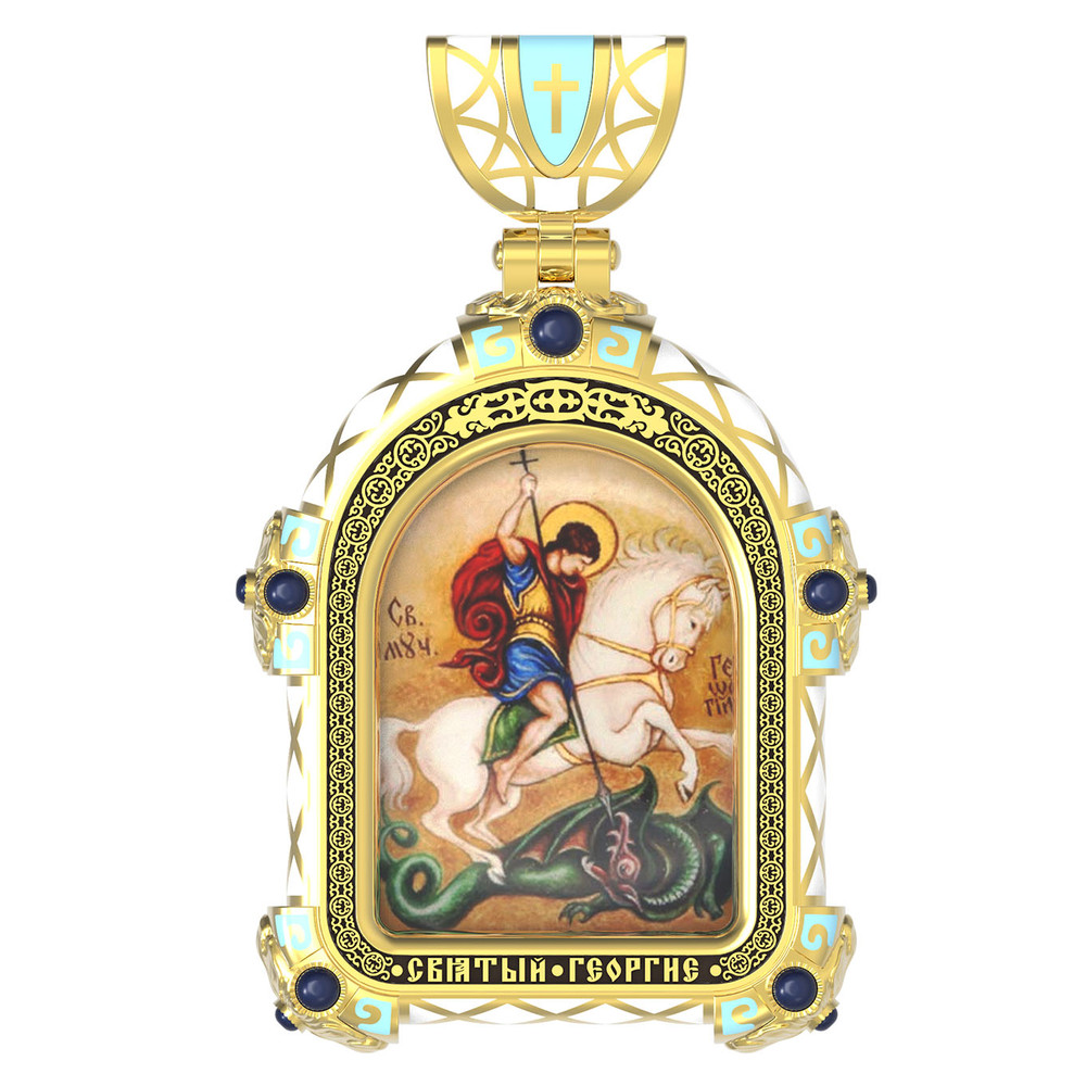 Образок из лимонного золота c эмаль , иконописью и темперой