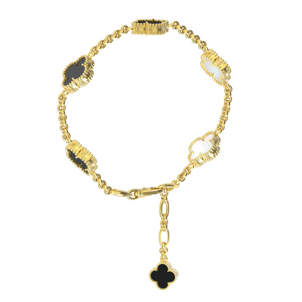 Браслет из лимонного золота c ониксом и перламутром