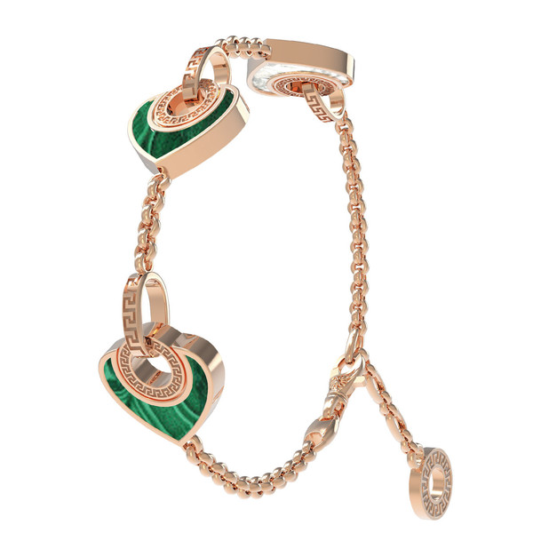 Браслет из золота c малахитом и перламутром