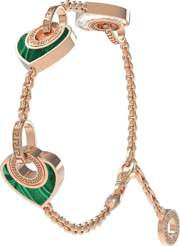 Браслет из золота c малахитом и перламутром