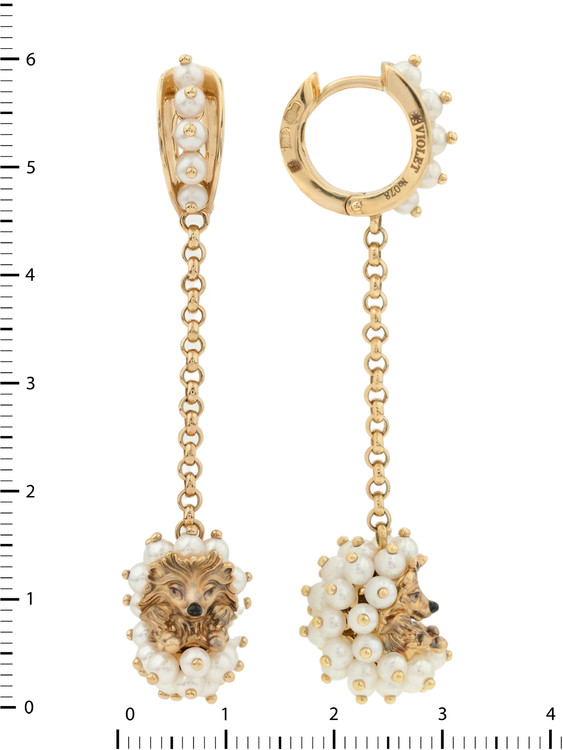 Серьги из золота c эмаль и жемчугом