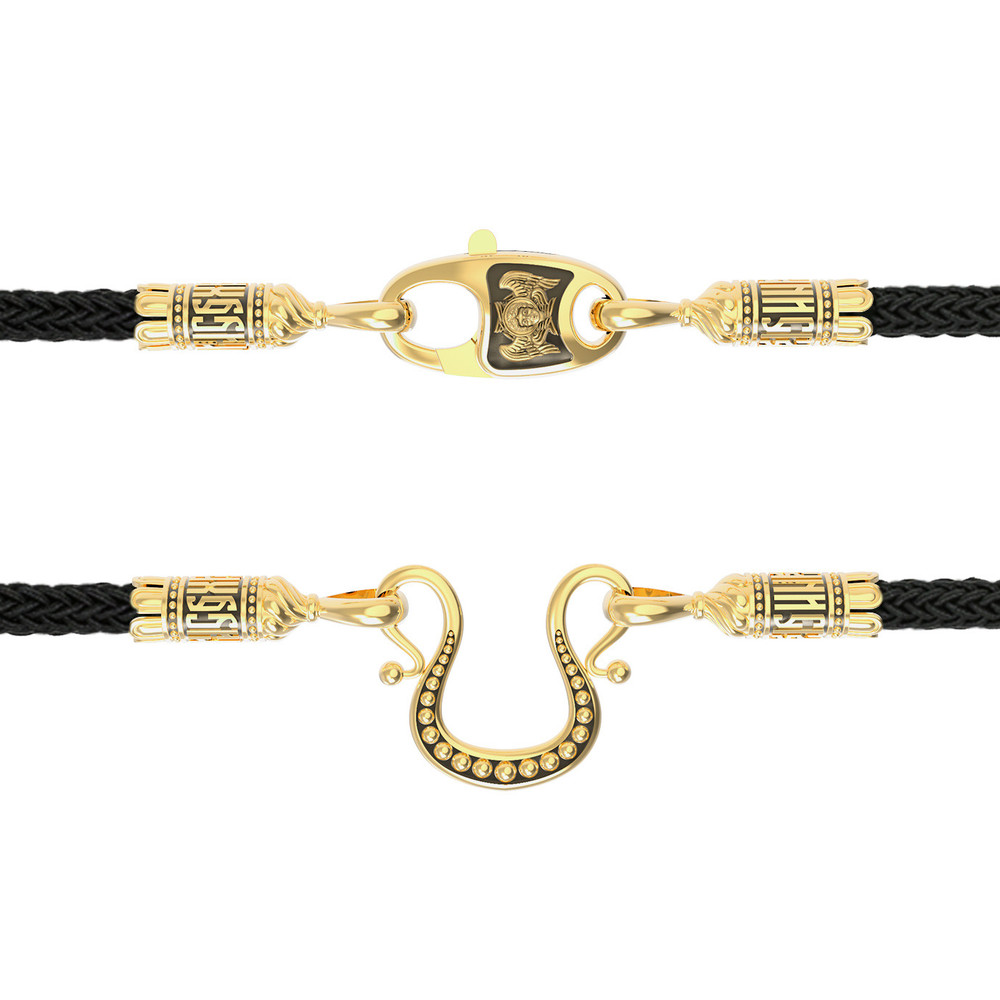 Шнурок шёлковый из лимонного золота c шёлковым шнурком