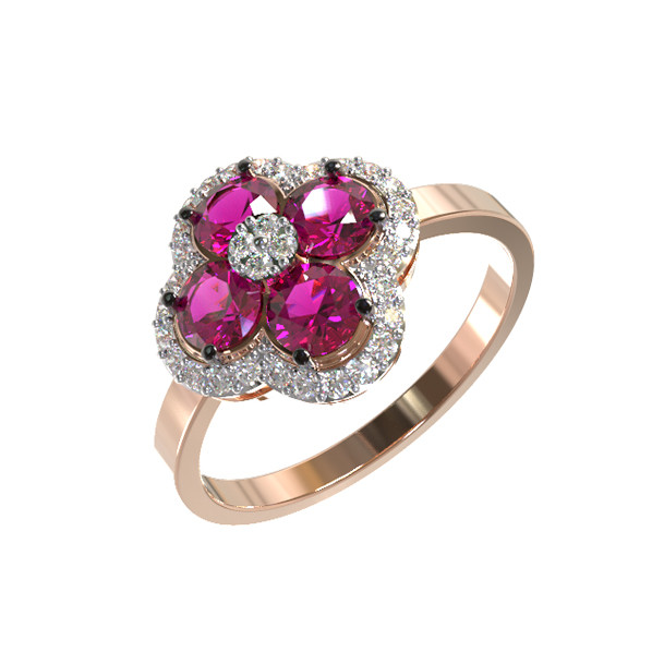 Кольцо из золота c бриллиантами и рубином