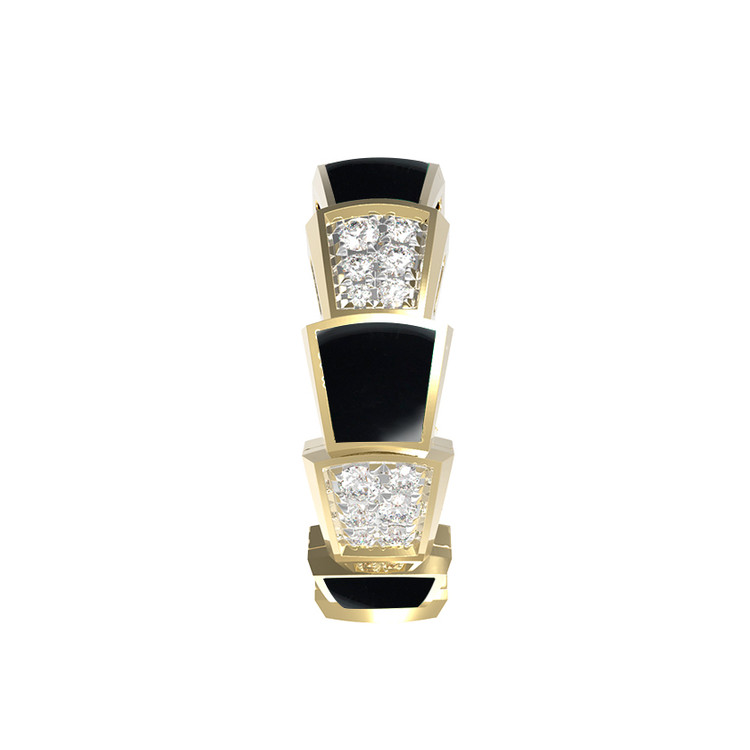 Кольцо из лимонного золота c бриллиантами и ониксом