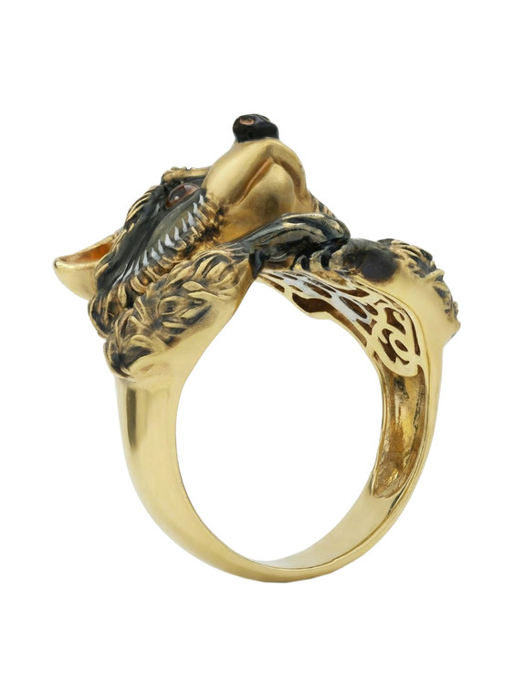 Кольцо из лимонного золота c эмалью