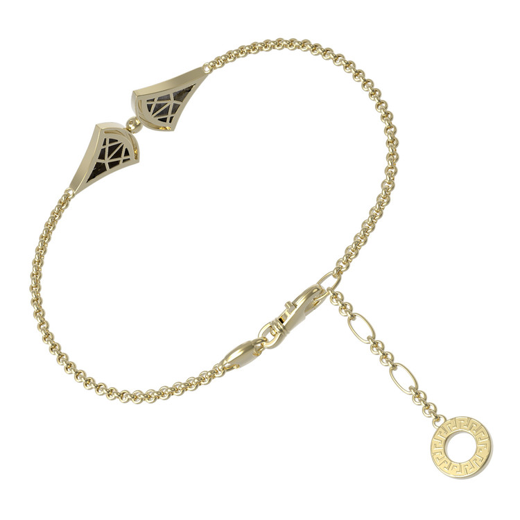 Браслет из лимонного золота c ониксом и перламутром