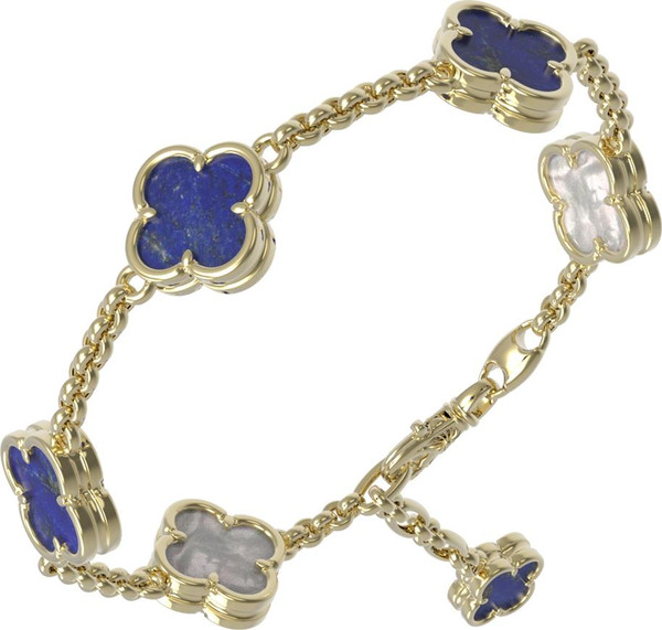 Браслет из лимонного золота c лазуритом и перламутром