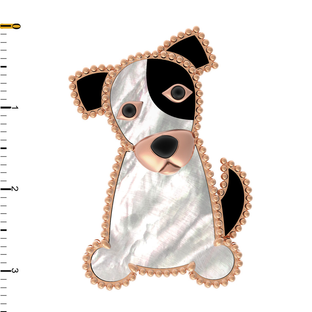 Брошь из золота c эмаль , ониксом и перламутром