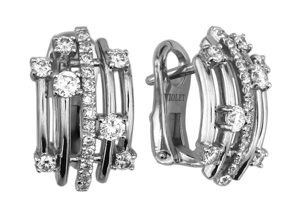 Серьги из белого золота c бриллиантами