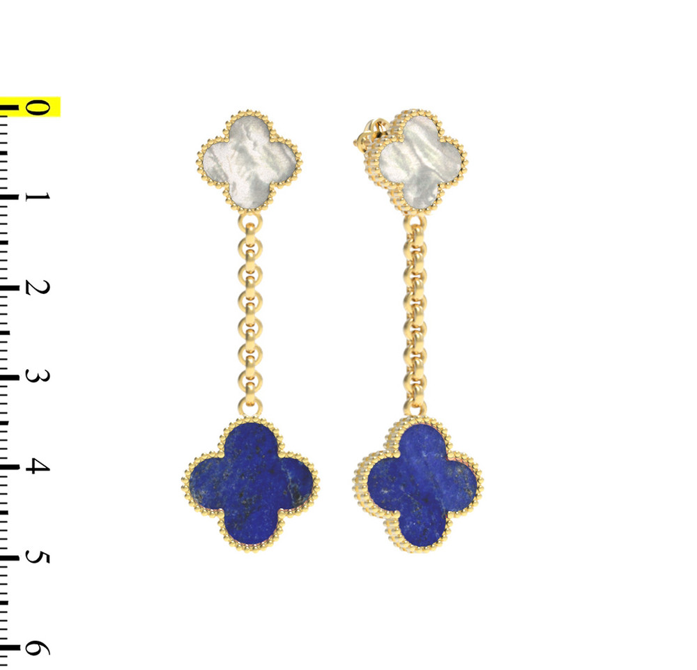 Серьги из лимонного золота c лазуритом и перламутром