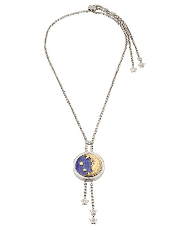 Колье из белого золота c бирюзой и лазуритом