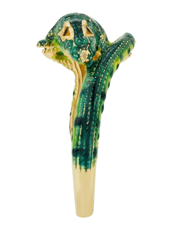 Кольцо из лимонного золота c эмаль