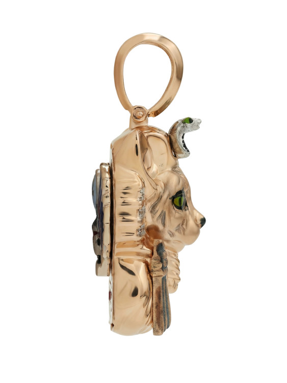 Подвеска из золота c эмаль , бриллиантами и рубином