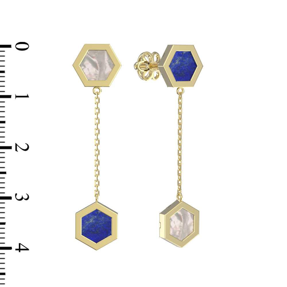 Серьги из лимонного золота c лазуритом и перламутром