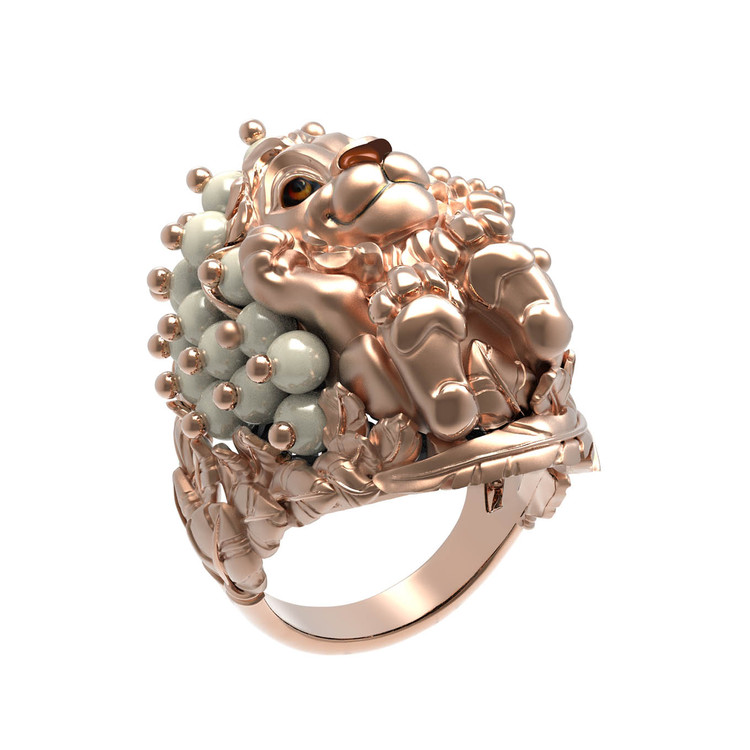 Кольцо из золота c эмаль и жемчугом