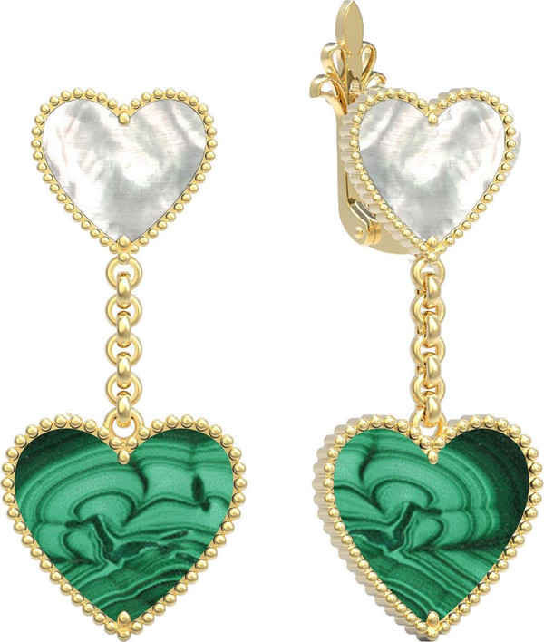 Серьги из лимонного золота c малахитом и перламутром