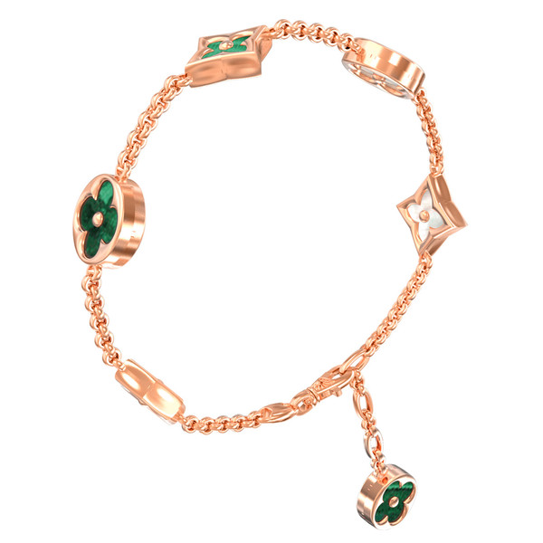 Браслет из золота c малахитом и перламутром