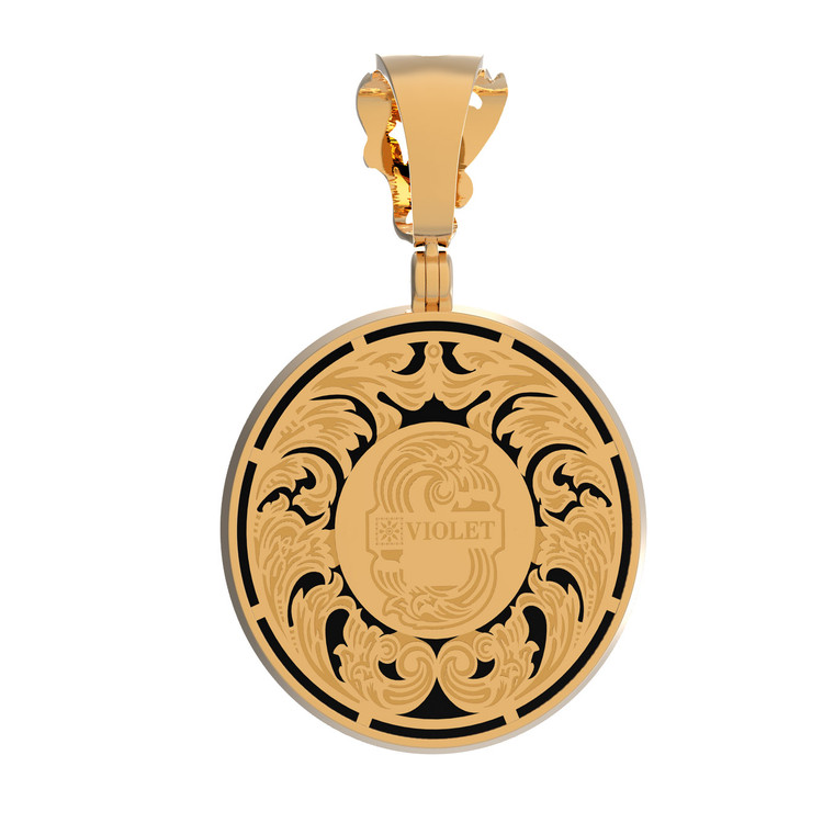 Подвеска из золота c эмаль и ониксом